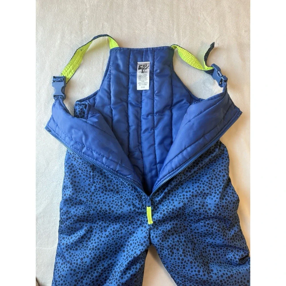 Carter's kids Size M 5-6 Blue Black Bib Ski Snow Pants Polka Dot Adjustable